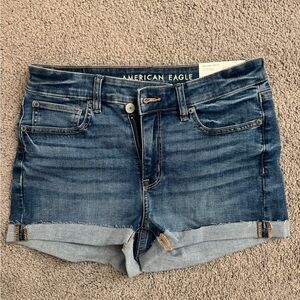American Eagle Outfitters Blue Jean Shorts Mid-Rise Stretch